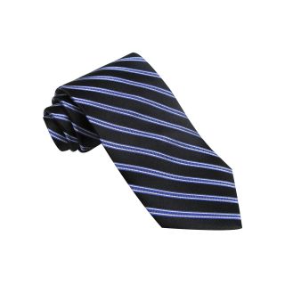 Stafford Serenity Stripe Silk Tie, Blue/Black, Mens