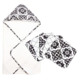 Trend Lab Versailles 6pc Hooded Towel Baby Bath Set   Black/White