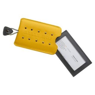 Belle Hop Leather Studded Luggage Tag   Yellow