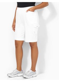 Catherines Plus Size Comfortable Cargo Short   Womens Size 0X, White