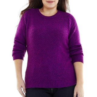 St. Johns Bay St. John s Bay Marled Crewneck Sweater   Plus, Purple, Womens