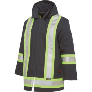 Tough Duck Hooded Class 2 High Visibility Parka   Navy, Small, Model S17471