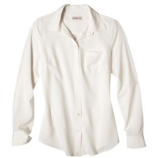 Merona Womens Plus Size Long Sleeve Button Down Shirt   Cream 3