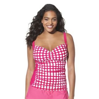 Womens Plus Size Ruched Tankini Swim Top   Fire Red/White 18W