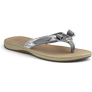Sperry Top Sider Womens Serenafish Silver Metallic Python Sandals, Size 5.5 M   9289802