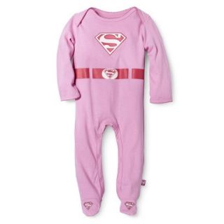 Superman Newborn Girls Long sleeve Sleep N Play   Pink 0 3 M