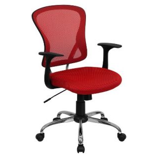 Office Chair Mid Back Mesh Chair with Chrome Base   Red