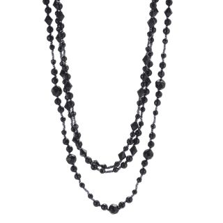 MIXIT Jet Beaded 3 Stranded Necklace