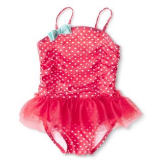 Circo Infant Toddler Girls 1 Piece Tutu Swimsuit   Coral 12 MONTHS