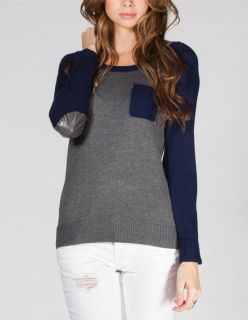 Elbow Patch Womens Raglan Sweater Navy In Sizes Large, Medium, Small,