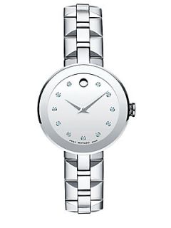 Movado Diamond & Stainless Steel Bracelet Watch   Silver