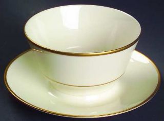 Lenox China Reverie (Gold Trim) Gravy Boat with Attached Underplate, Fine China