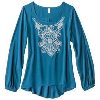 Xhilaration Juniors Embroidered Top   Teal XS(1)