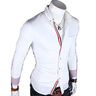 Mens Stripes Contrast Color Long Sleeve Shirt