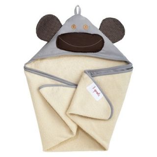 3 Sprouts Grey Monkey Hooded Towel   Newborn/Infant