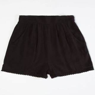 Solid Crochet Trim Girls Shorts Black In Sizes Medium, Small, X Large