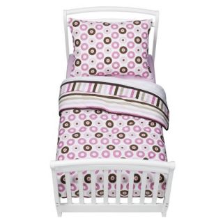 Pink/Chocolate Mod Dots Toddler Bedding Set