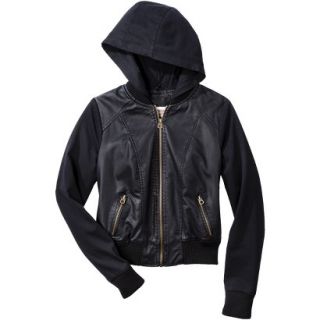 Mossimo Supply Co. Juniors Mixed Media Hooded Jacket  Black L