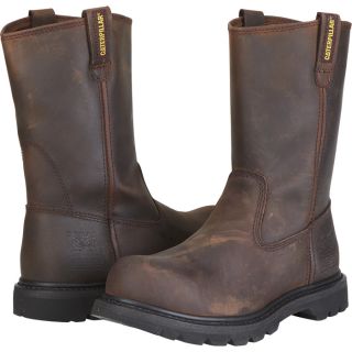 CAT Steel Toe Revolver Wellington Boot   Dark Brown, Size 10 Wide, Model P89516