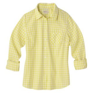 Merona Womens Favorite Button Down Shirt   Lawn   Lime Check   XL