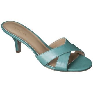 Womens Merona Oessa Kitten Heel Slide Sandal   Turquoise 8.5