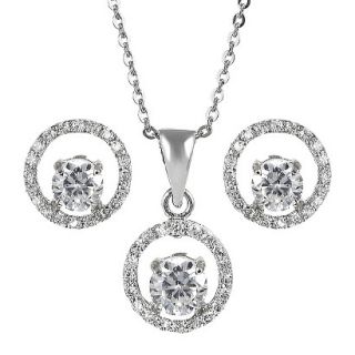 Sterling Silver Cubic Zirconia Jewelry Set   Clear