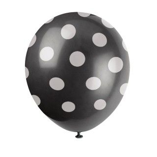 Black and White Dots Latex Balloons (6)