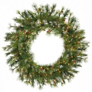 Pre Lit Mixed Country Pine Wreath   Clear Lights (36)