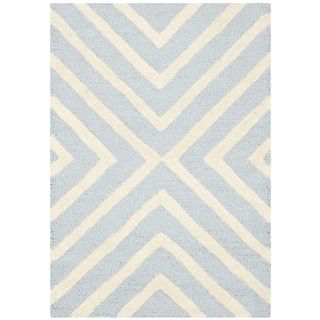 Hand tufted Moroccan Cambridge Ivory/ Light Blue Wool Rug (2 X 3)