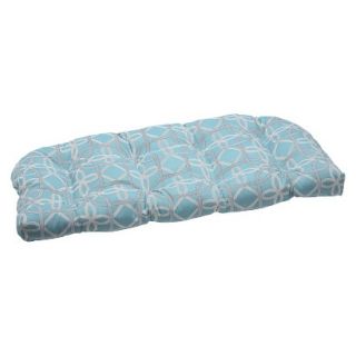 Outdoor Wicker Loveseat Cushion   Blue/Brown Keene