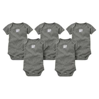 Burts Bees Baby Newborn Neutral 5 pack Short sleeve Bodysuit   Grey 12 M