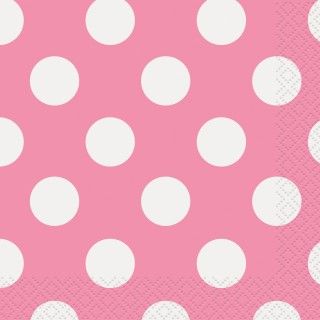 Pink and White Dots Beverage Napkins (16)