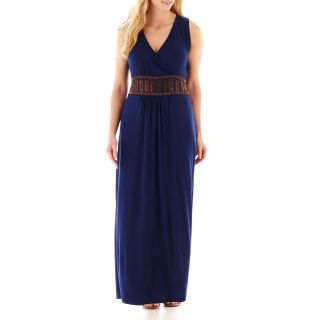 St. Johns Bay Sleeveless Beaded Maxi Dress   Plus, Blue