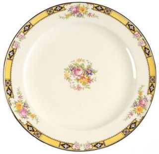 Edwin Knowles 402e1 Salad Plate, Fine China Dinnerware   Yellow Band W/Purple&Bl