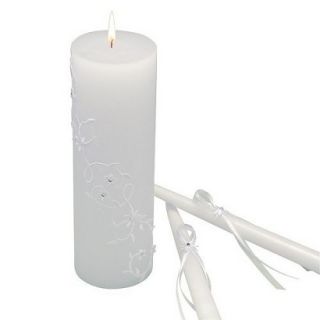 Sparkling Entwined Unity Candle Set   White