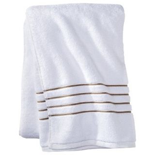 Fieldcrest Luxury Bath Sheet   White/Taupe Stripe