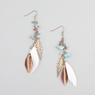 Feather Bead Earrings Gold One Size For Women 240675621