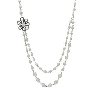 Marcasite and Pearl Necklace   Silver
