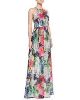 Womens Halter Top Floral Print Ball Gown, Multicolor   Phoebe by Kay Unger