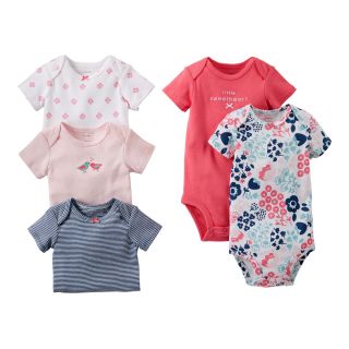 Carters Floral 5 pk. Short Sleeve Bodysuits   Girls newborn 24m, Pink, Pink,