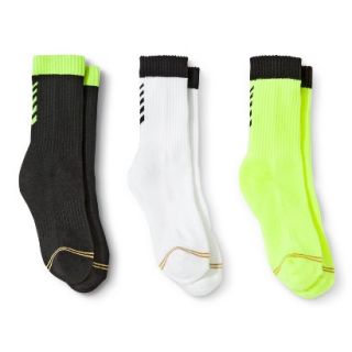 Signature GOLD by GOLDTOE Boys 3 Pack Athletic Crew Socks   Neon Yellow L