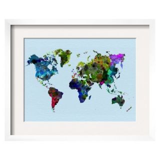 Art   World Watercolor Map Framed Poster Print
