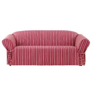 Sure Fit Grainsack Stripe Sofa Slipcover Claret
