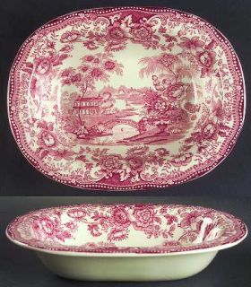 Royal Staffordshire Tonquin Red/Pink 9 Oval Vegetable Bowl, Fine China Dinnerwa