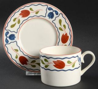 International Chesapeake Flat Cup & Saucer Set, Fine China Dinnerware   Classics