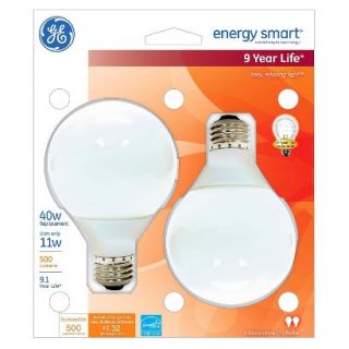 GE Energy Smart 11 Watt Long Life Decorative Soft White CFL Light Bulbs 2 pk.