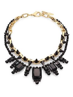 Joomi Lim Baroque Crystal & Spike Necklace   Jet Gold