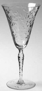 Unknown Crystal Unk394 Water Goblet   Cut Floral Bowl, Cut Stem And Foot