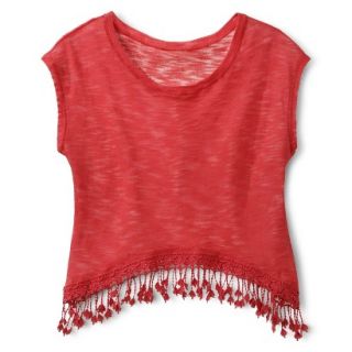 Xhilaration Juniors Knit Top with Fringe   City Coral XL(15 17)