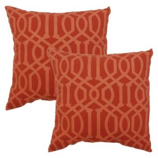Threshold 2 Piece Square Outdoor Toss Pillow Set   Orange Lattice Print